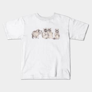 Cute watercolor raccoons Kids T-Shirt